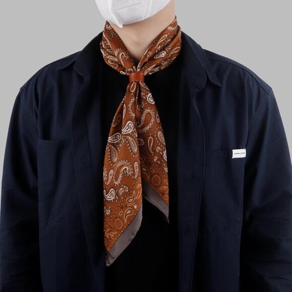 ⚡Men D-Black Necktie 27.5 Inches Cowboy Scarves Pocket Square Silk Bandanas - Picture 5 of 8